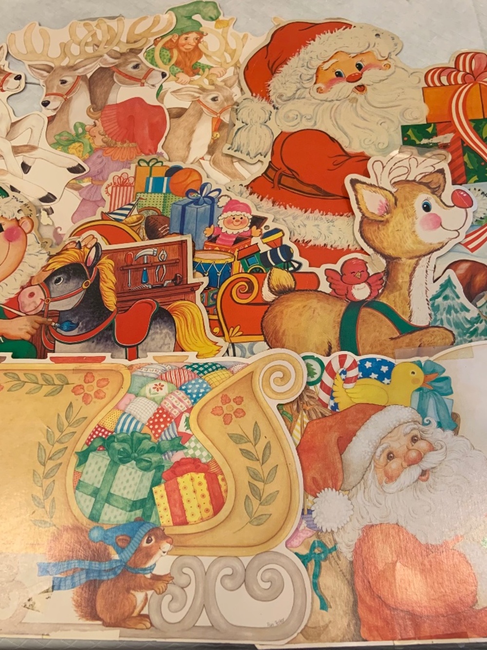 Vintage Amscan Retro Christmas Santa Reindeer Elves Cardstock Cutouts Set of 8